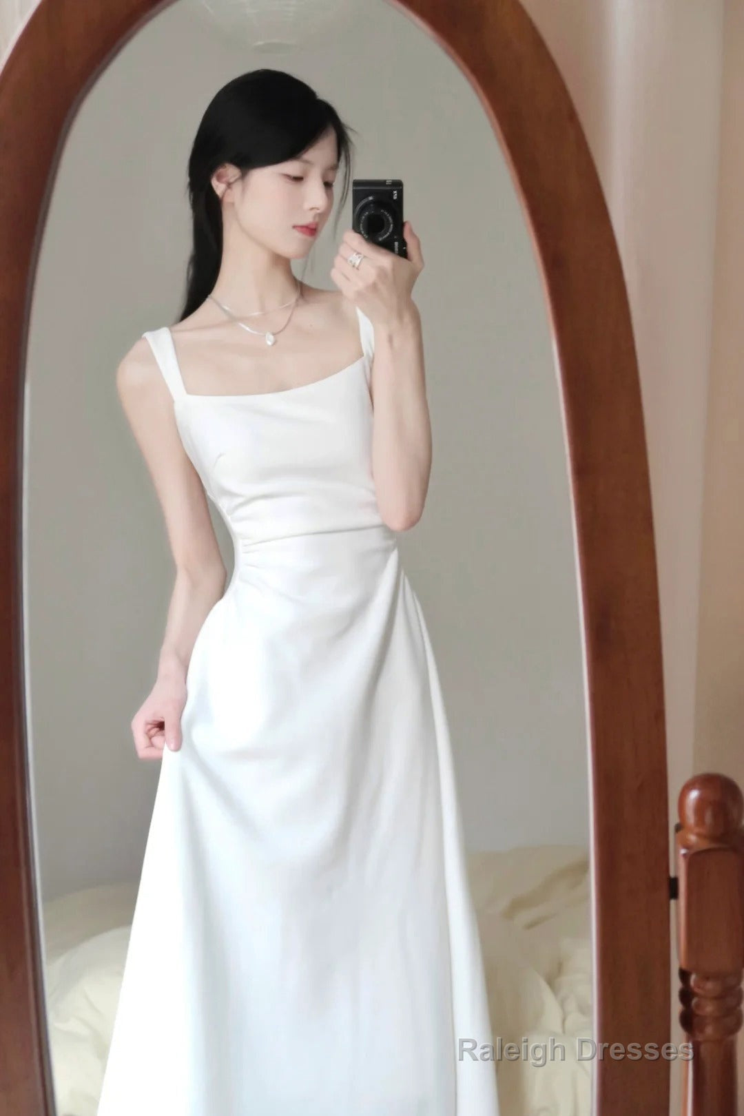 Sexy A Line Square Neckline White Holiday Dresses Night Dress Birthday Outfits