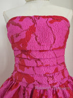 A Line Strapless Satin Pink Floral Vacation Dress Short Birthday Dresses
