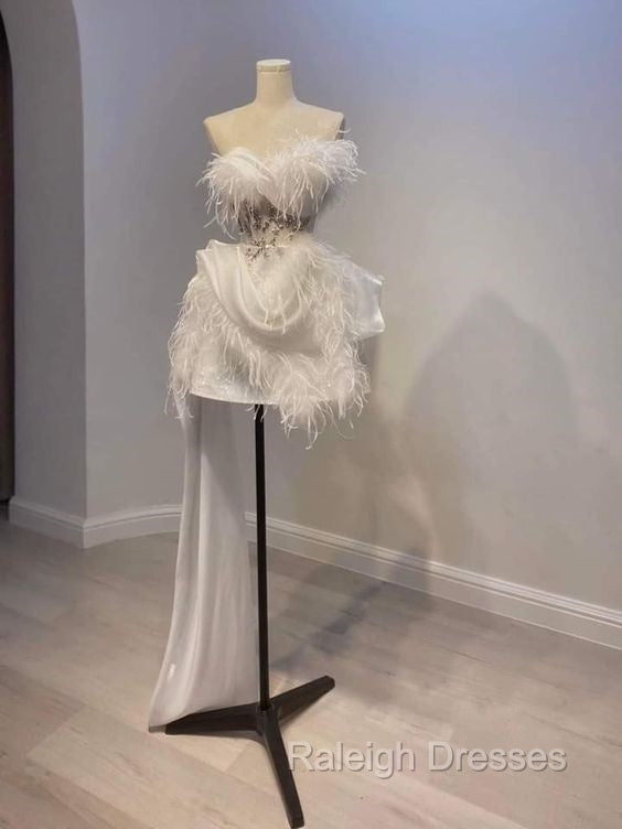 Sexy A Line Strapless White Feathers 18Th Birthday Outfits Secondary image