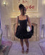A-Line Straps Black Short Homecoming Dresses