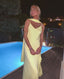 Sexy A Line Straps Chiffon Yellow Long Formal Prom Dress