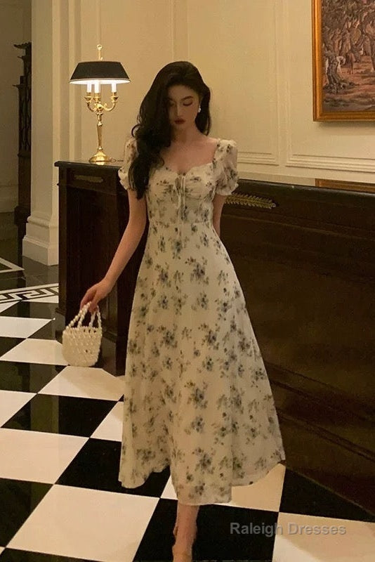 Sexy A Line Straps Floral Chiffon Ruffles Prom Dresses Birthday Outfits Evening Gown Secondary image