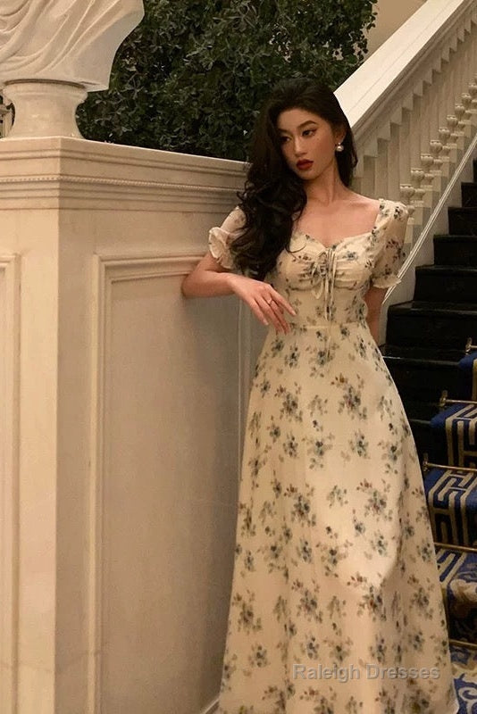 Sexy A Line Straps Floral Chiffon Ruffles Prom Dresses Birthday Outfits Evening Gown