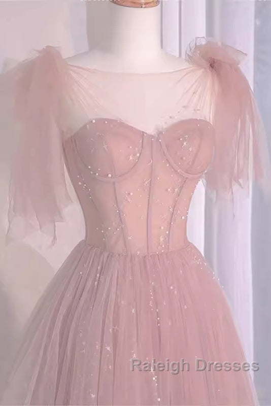 Sexy A Line Straps Neckline Long Pink Prom Dress Secondary image