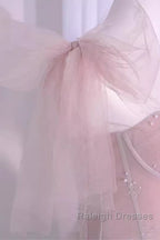 Sexy A Line Straps Neckline Long Pink Prom Dress