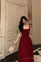 Sexy A Line Straps Red Ankle Length Prom Dresses Birthday Outfits
