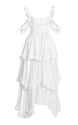 Sexy A Line Straps Ruffles Floor Length Chiffon White Formal Prom Dress 1697