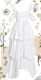 Sexy A Line Straps Ruffles Floor Length Chiffon White Formal Prom Dress 1697