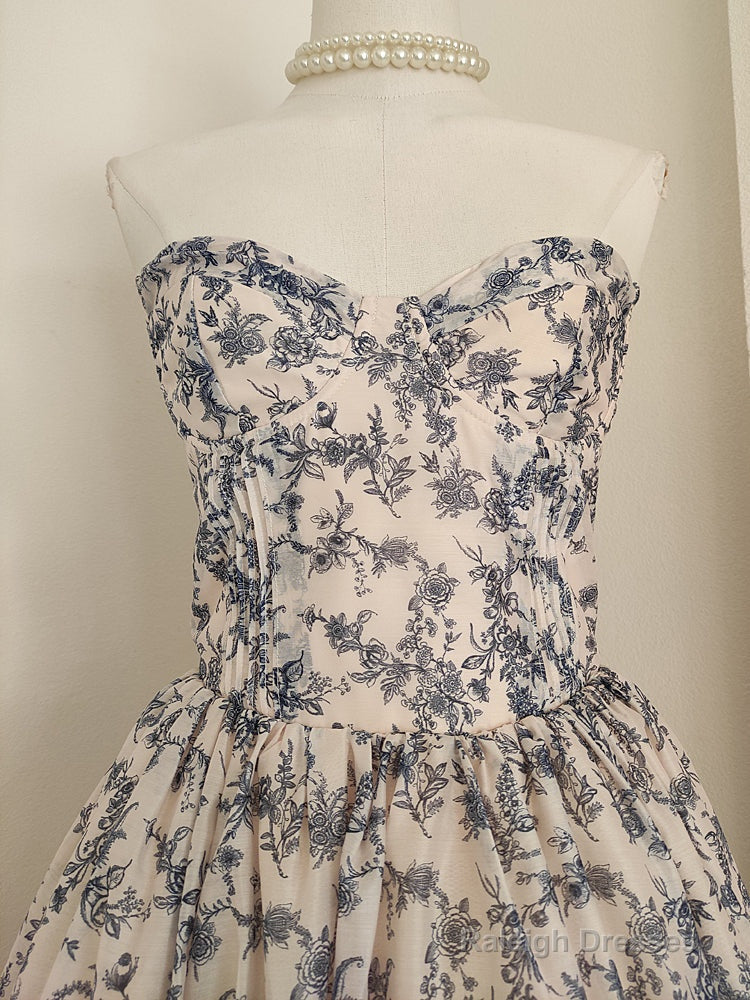 Sexy A Line Sweetheart Floral Holiday Dress Travel Vacation Dresses Birthday Dress