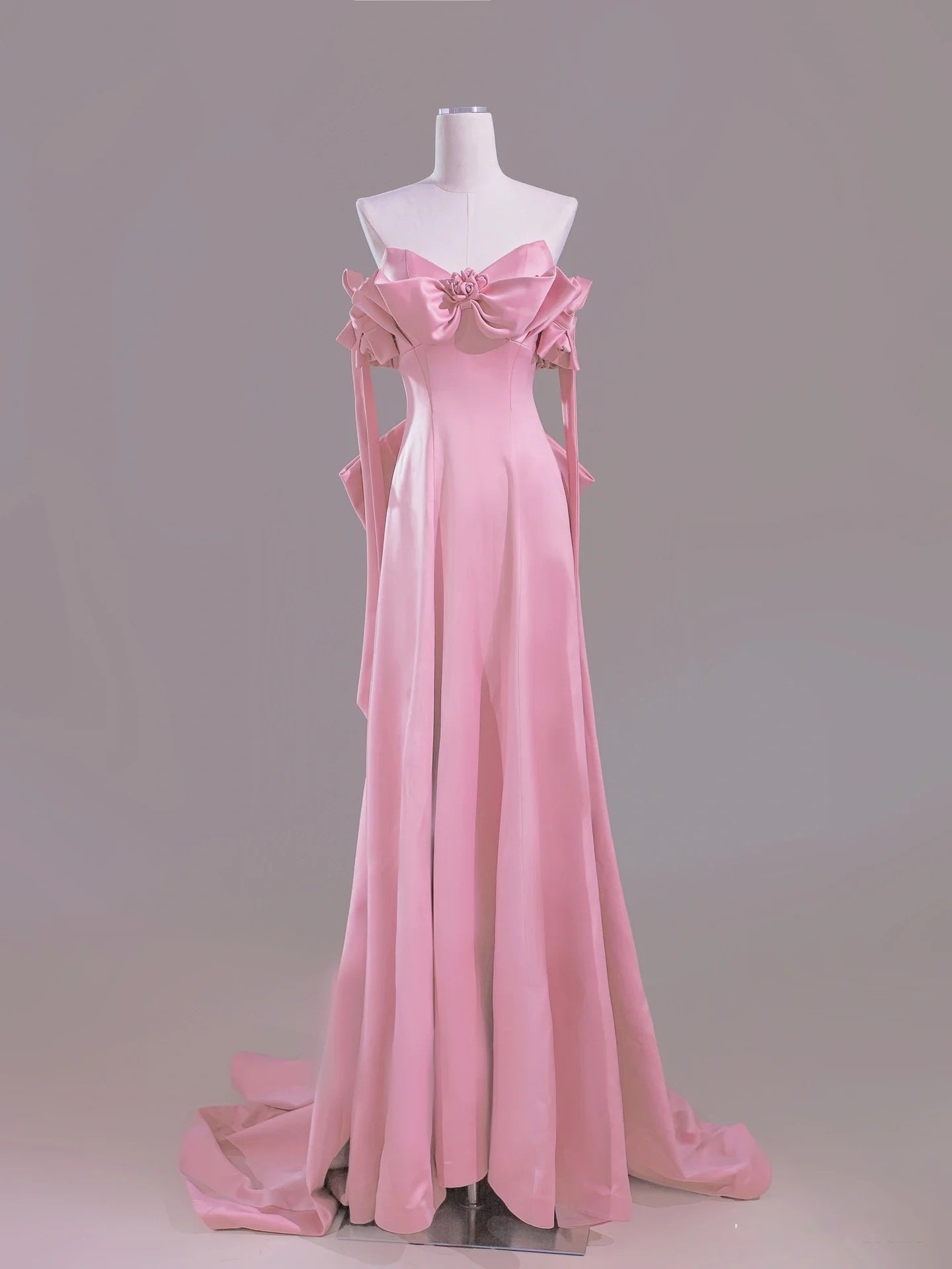 Sexy A Line Sweetheart Pink Satin Long Prom Dress Evening Dress Formal Dress