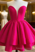 Sexy A-Line Sweetheart Sleeveless Tiered Short Homecoming Dress With Pleats