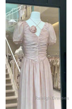 Sexy A Line V Neckline Pink Chiffon Beach Dress WomenS Vacation Dresses