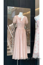 Sexy A Line V Neckline Pink Chiffon Beach Dress WomenS Vacation Dresses