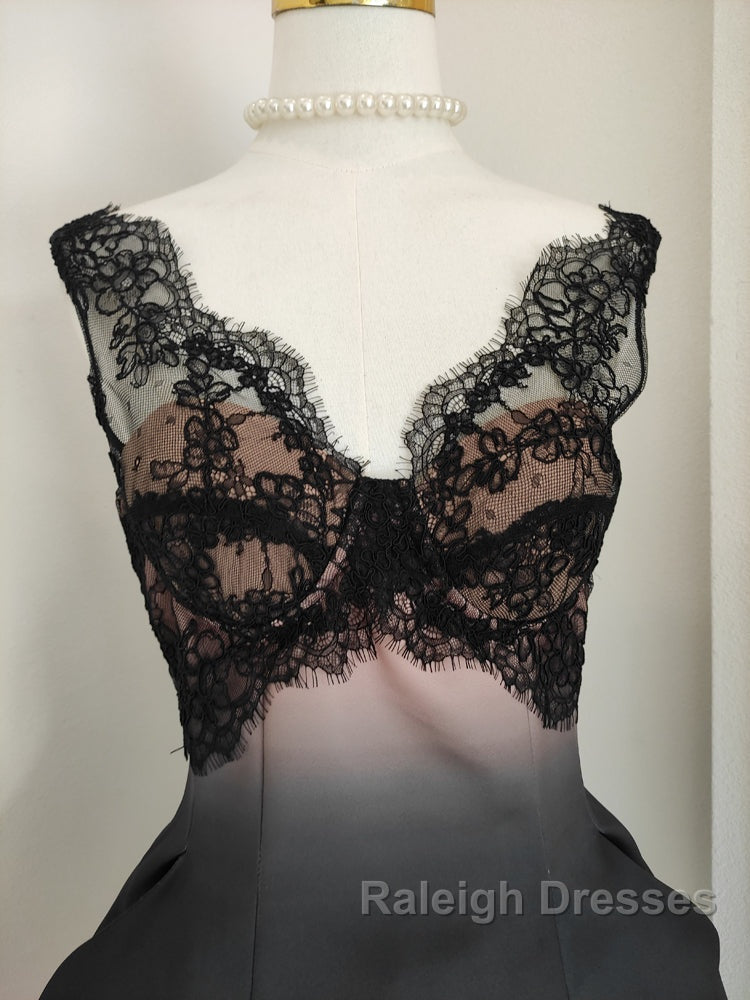 Sexy A Line V Neckline Satin Lace Vacation Dresses Short Birthday Dress