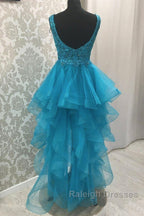 Asymmetrical V-Neck Tulle Prom Dress