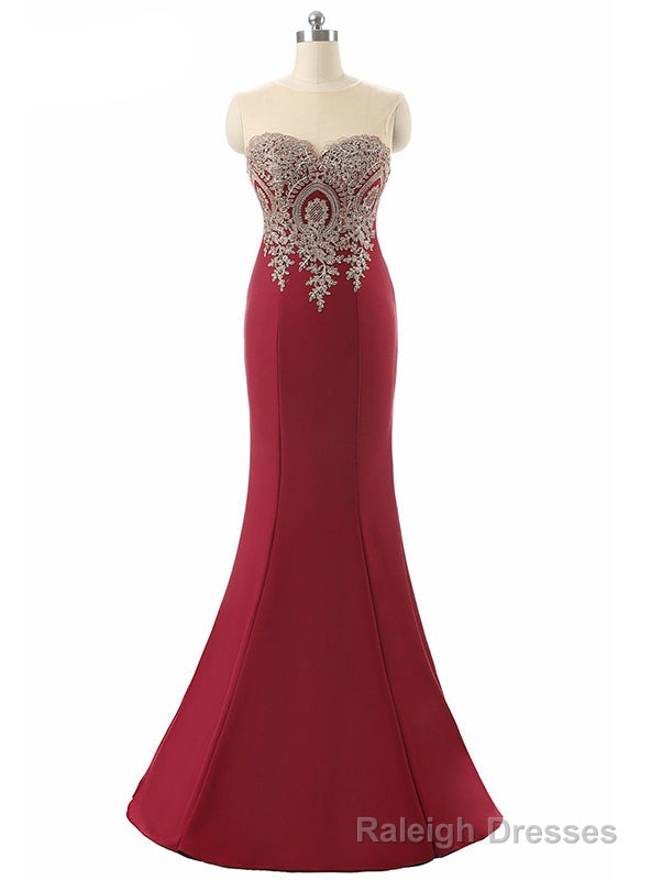 Sexy Backless Red Mermaid Lace Appliques Prom Gown Main image