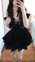 Ball Gowns Off The Shoulder Black Velvet Short Prom 8Th Grade Homecoming Dress Summer Middle School Hoco Dresses 6Th Grade Graduation Outfits