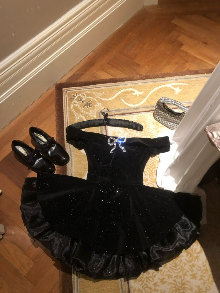 Ball Gowns Off The Shoulder Black Velvet Short Prom 8Th Grade Homecoming Dress Summer Middle School Hoco Dresses 6Th Grade Graduation Outfits Secondary image