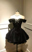 Ball Gowns Off The Shoulder Black Velvet Short Prom 8Th Grade Homecoming Dress Summer Middle School Hoco Dresses 6Th Grade Graduation Outfits