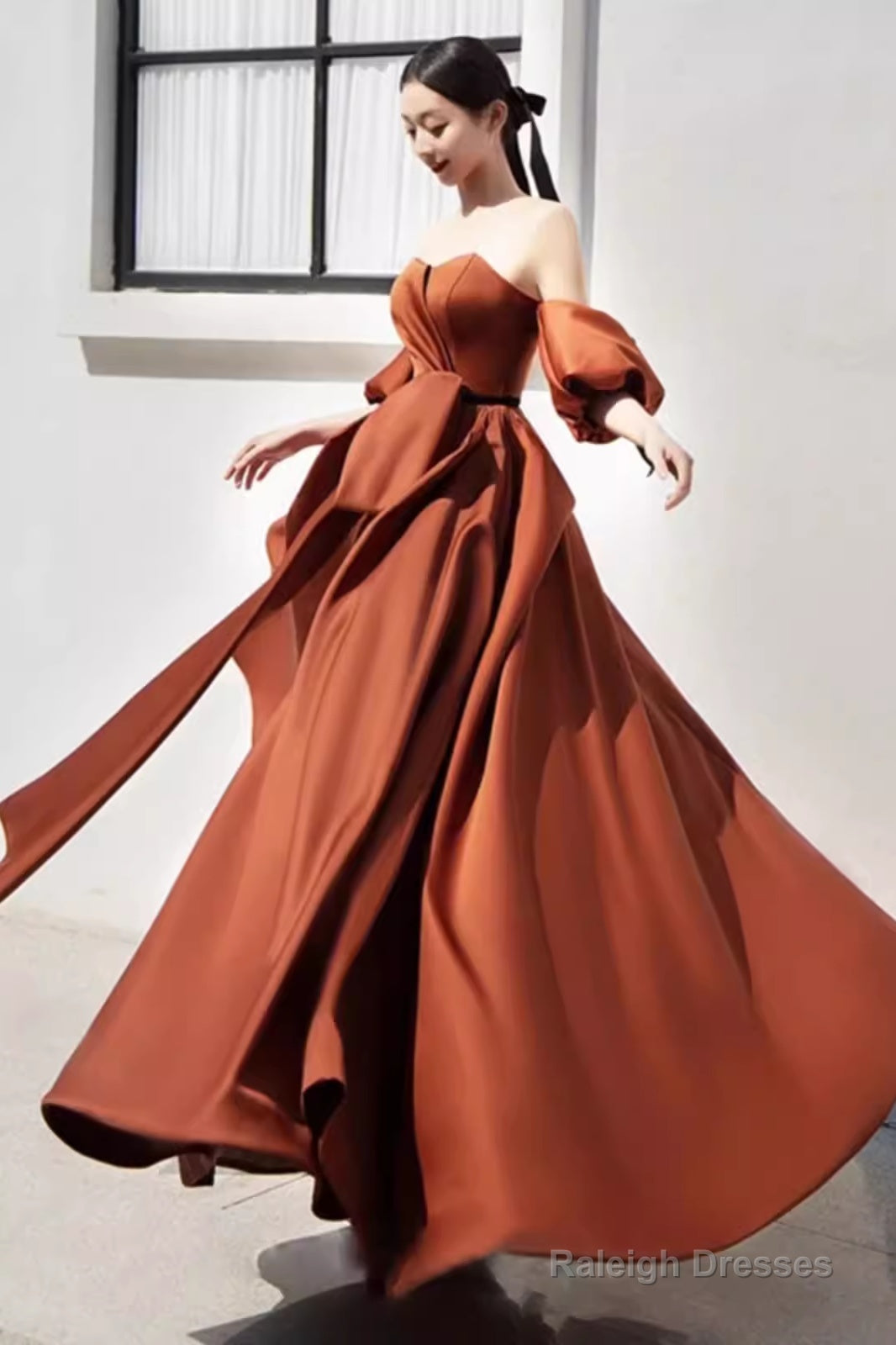 Sexy Ball Gown Off The Shoulder Party Dresses Satin Prom Dresses