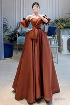 Sexy Ball Gown Off The Shoulder Party Dresses Satin Prom Dresses