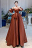 Sexy Ball Gown Off The Shoulder Party Dresses Satin Prom Dresses