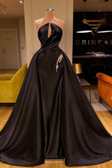 Sexy Ball Gown Strapless Black Prom Dress Long Beaded