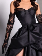Ball Gowns Strapless Burgundy Long Slit Prom Dresses Prom Dress