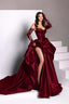 Ball Gowns Strapless Burgundy Long Slit Prom Dresses Prom Dress