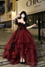 Sexy Ball Gown Strapless Burgundy Tulle Birthday Dresses Night Party Dress