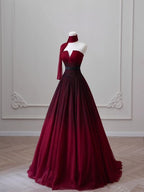 Sexy Ball Gown Strapless Long Burgundy Prom Dress Evening Dresses