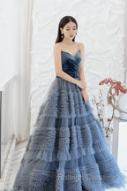 Sexy Ball Gown Sweetheart Neckline Gray Tulle Evening Dress Prom Dresses
