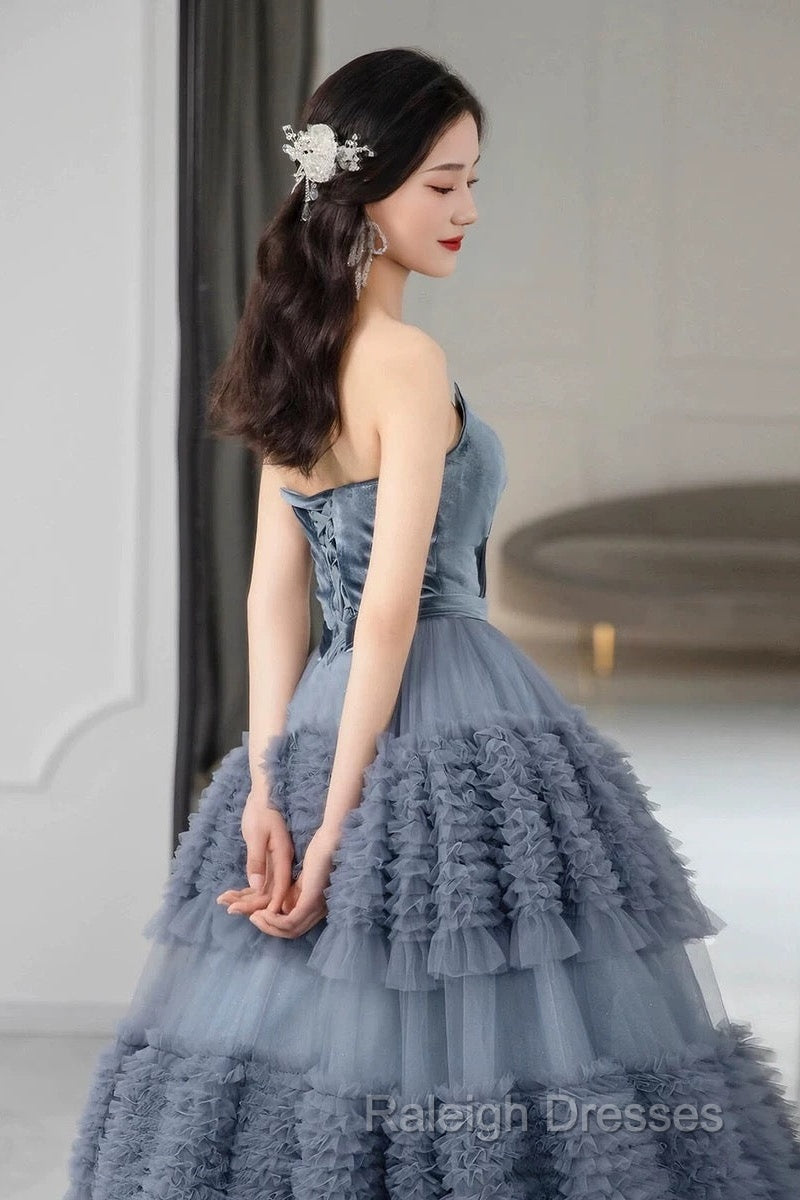 Sexy Ball Gown Sweetheart Neckline Gray Tulle Evening Dress Prom Dresses