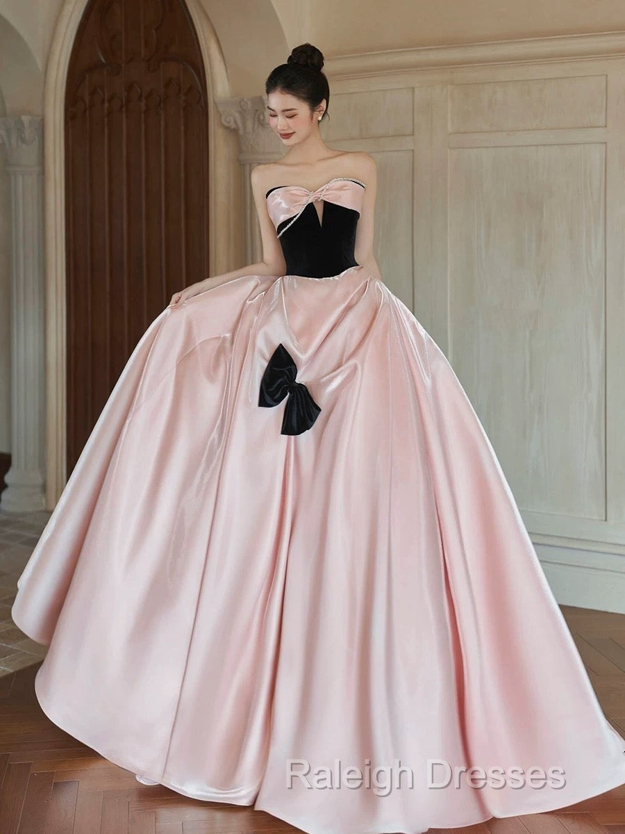 Sexy Ball Gown Sweetheart Neckline Pink Satin Evening Dress Prom Dresses
