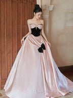 Sexy Ball Gown Sweetheart Neckline Pink Satin Evening Dress Prom Dresses