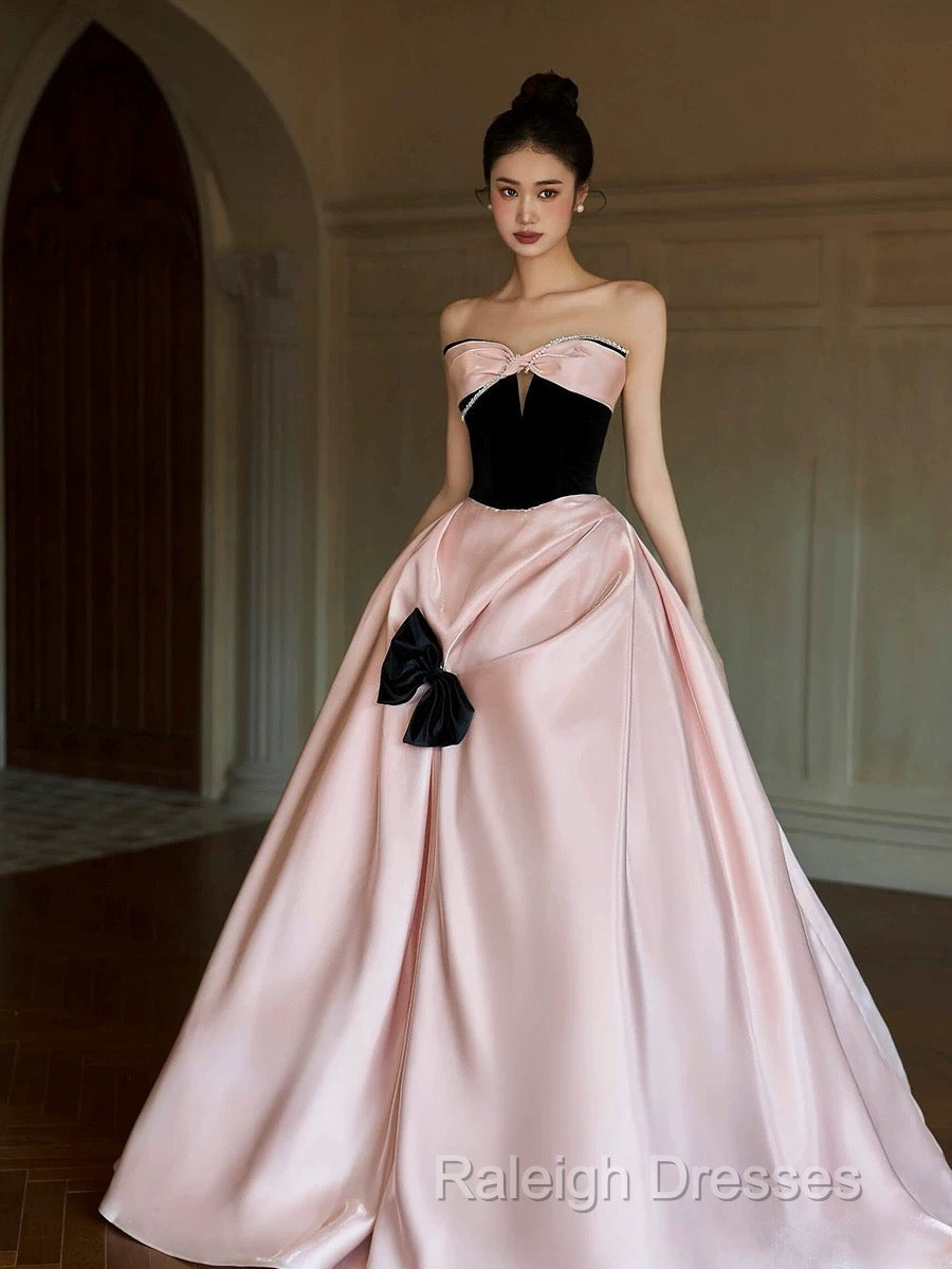 Sexy Ball Gown Sweetheart Neckline Pink Satin Evening Dress Prom Dresses