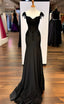Sexy Black Mermaid Gown V Neck Chiffon Lace Prom Dress Evening Dress