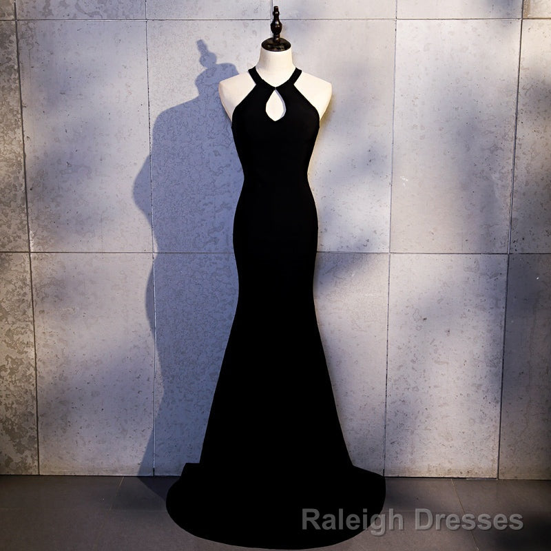 Sexy Black Mermaid Long Halter Prom Dress, Black Prom Dress Secondary image