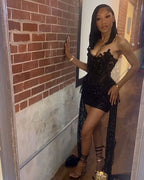 Black Tube Top Herringbone Beaded 19Th Birthday Homecoming Dresses