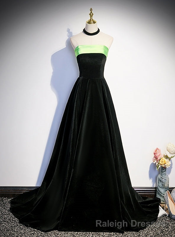 Sexy Black Velvet Strapless Prom Dress