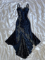 Bodycon Mermaid Straps Long Navy Blue Lace Prom Dresses Prom Dress