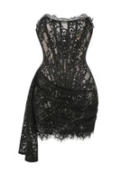 Burgundy Strapless Lace Sheath Short Cocktail Dresses Homecoming Dresses