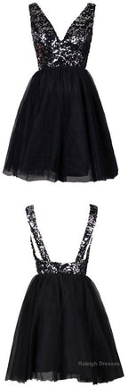 Clairvoyant Outfit Sparkly Sequined Open Back Deep V-Neck Prom Cocktail Homecoming Dresses