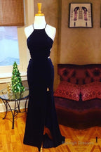 Cross Back Long Velvet Mermaid Prom Gown
