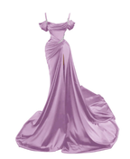 Dark Green Satin Mermaid Prom Dress 2026 Spaghetti Straps Pleats Seep Train Prom Occasion Pageant Gown