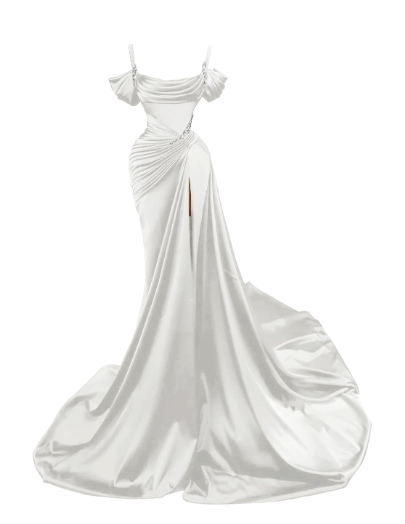 Dark Green Satin Mermaid Prom Dress 2026 Spaghetti Straps Pleats Seep Train Prom Occasion Pageant Gown