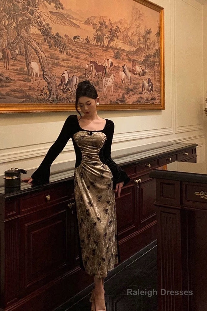 Sexy French A Line Square Neckline Velvet Black Prom Dresses Birthday Outfits Evening Gown