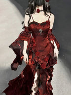 French High Low Spaghetti Straps Christmas Dresses Burgundy Birthday Dress Birthday Outfits