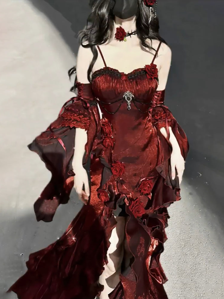 French High Low Spaghetti Straps Christmas Dresses Burgundy Birthday Dress Birthday Outfits