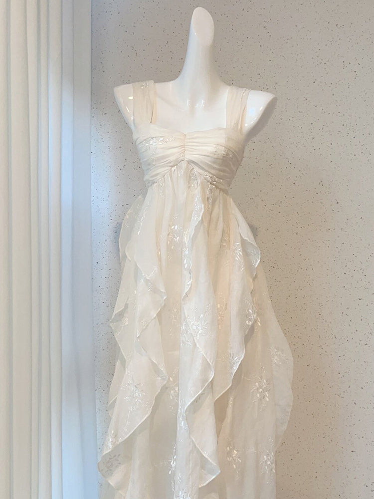 French High Low Square Neckline Christmas Dresses Ivory Birthday Dress Birthday Outfits